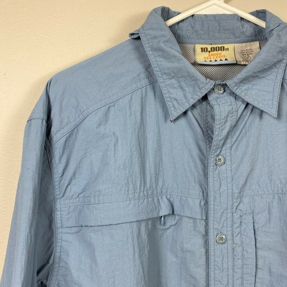 Vented‎ Fishing Outdoor Shirt M Mens Blue Button Up Long Tabbed Sleeve - Picture 2 of 6